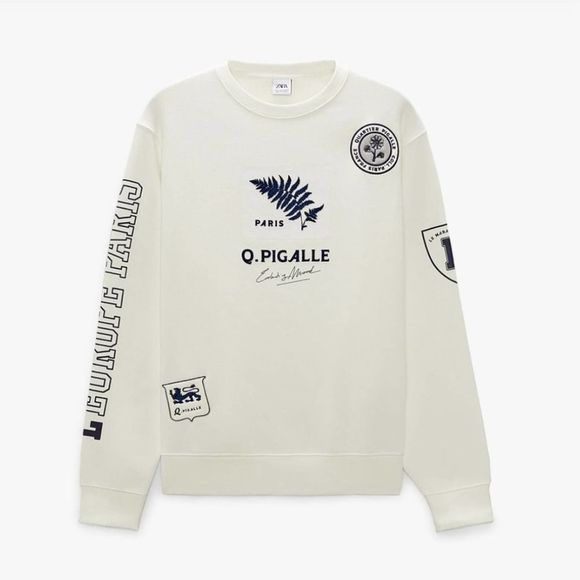 Zara Tops - 𝅺ZARA Sweatshirt Combination Paris Patch White Size L